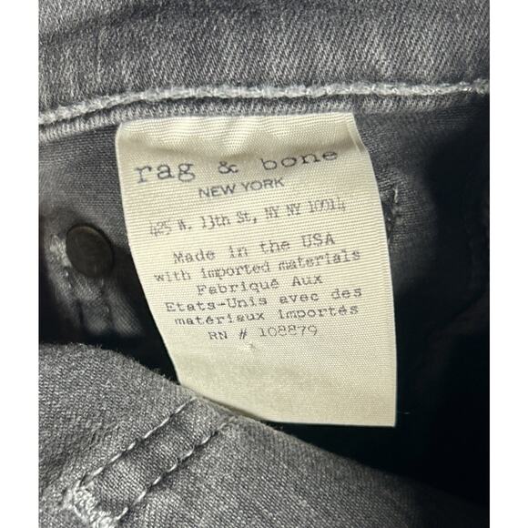 rag & bone 10" Capri Jean Womens 28 Steele Washed Black Distressed Stretch 28x27 - Picture 5 of 5